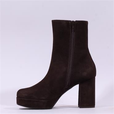 Marco Moreo Doha Platform Heel AnkleBoot - Brown Suede
